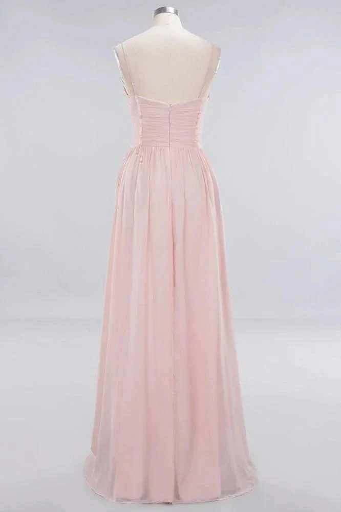Sheer Spaghetti Straps aline Prom Dresses | Simple Chiffon Sleeveless Evening Dresses - Image 2