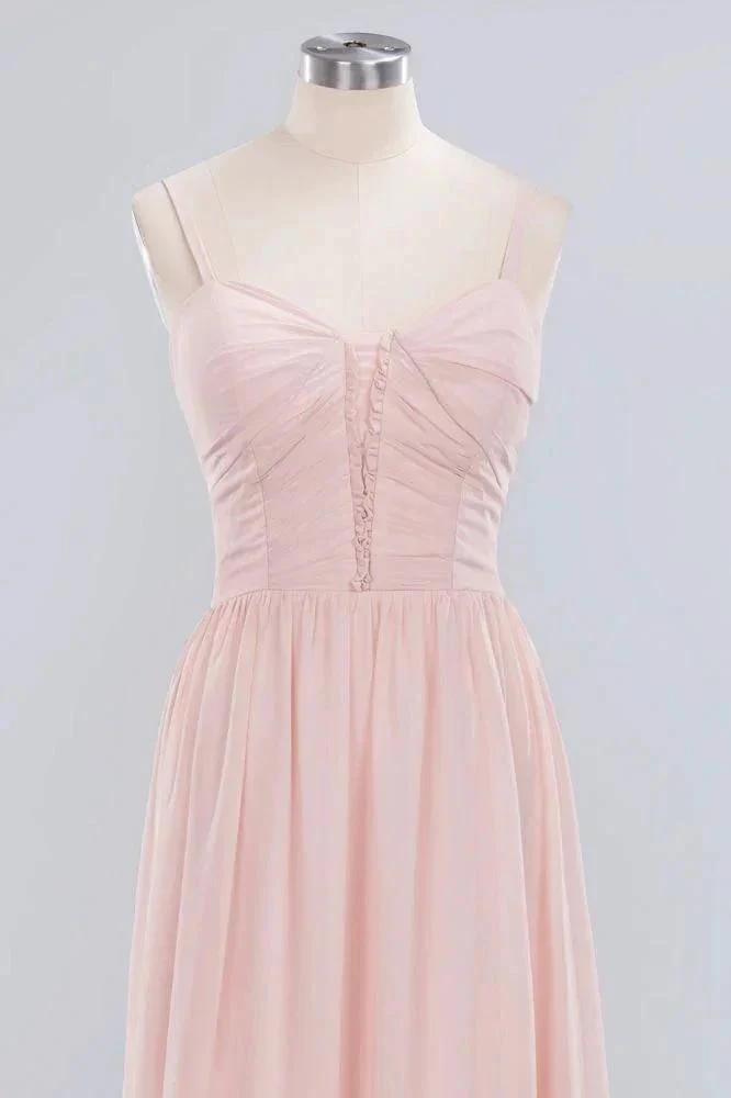 Sheer Spaghetti Straps aline Prom Dresses | Simple Chiffon Sleeveless Evening Dresses - Image 3