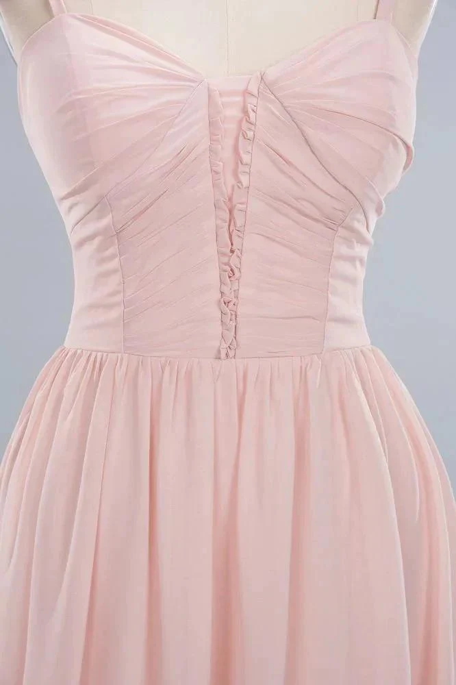 Sheer Spaghetti Straps aline Prom Dresses | Simple Chiffon Sleeveless Evening Dresses - Image 4