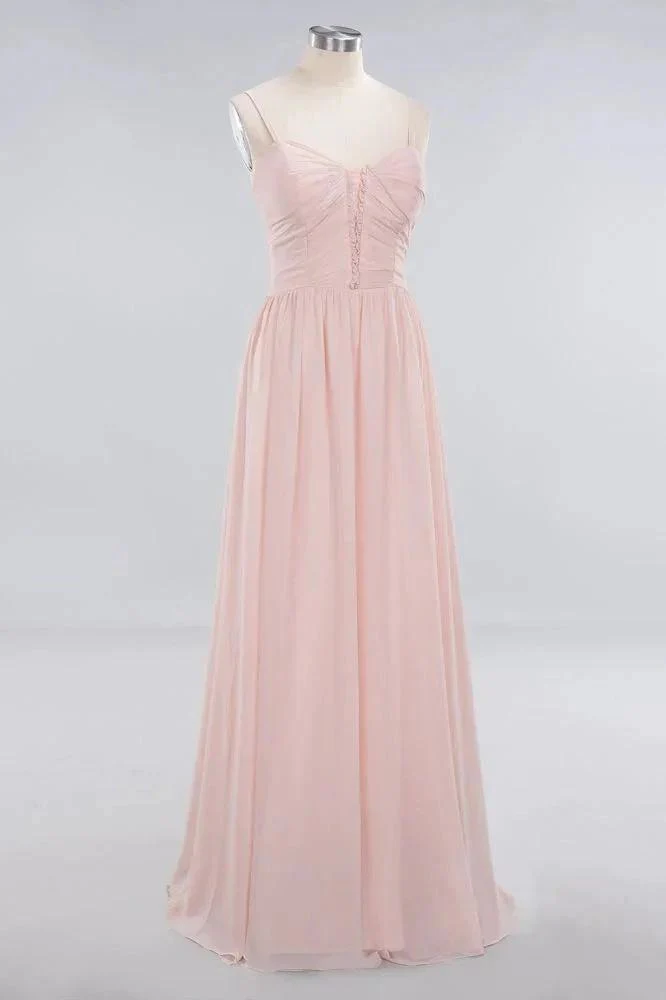 Sheer Spaghetti Straps aline Prom Dresses | Simple Chiffon Sleeveless Evening Dresses - Image 5