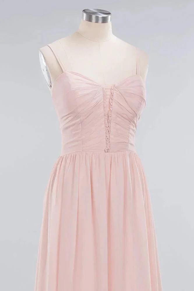 Sheer Spaghetti Straps aline Prom Dresses | Simple Chiffon Sleeveless Evening Dresses - Image 6