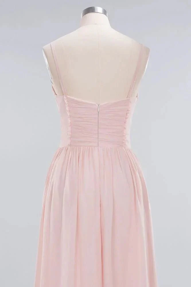 Sheer Spaghetti Straps aline Prom Dresses | Simple Chiffon Sleeveless Evening Dresses - Image 7