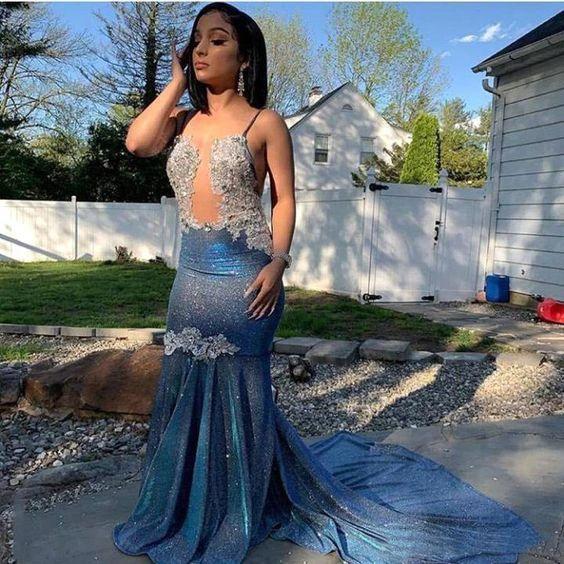 Shining Sequins V-neck Sleeveless Floor-length Mermaid Prom Dresses - Image 2