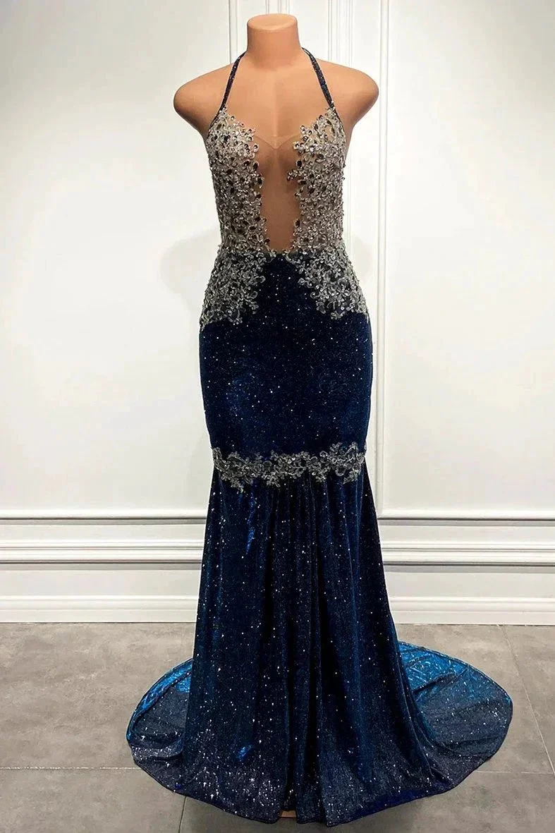 Shining Sequins V-neck Sleeveless Floor-length Mermaid Prom Dresses - Image 3