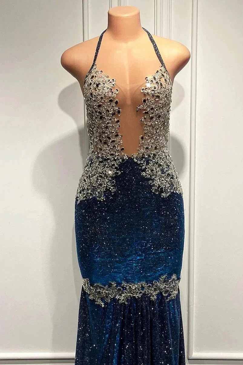 Shining Sequins V-neck Sleeveless Floor-length Mermaid Prom Dresses - Image 5