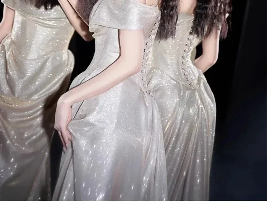 Shiny Off The Shoulder Mermaid Prom Dress Long Evening Dress Y8185 - Image 4