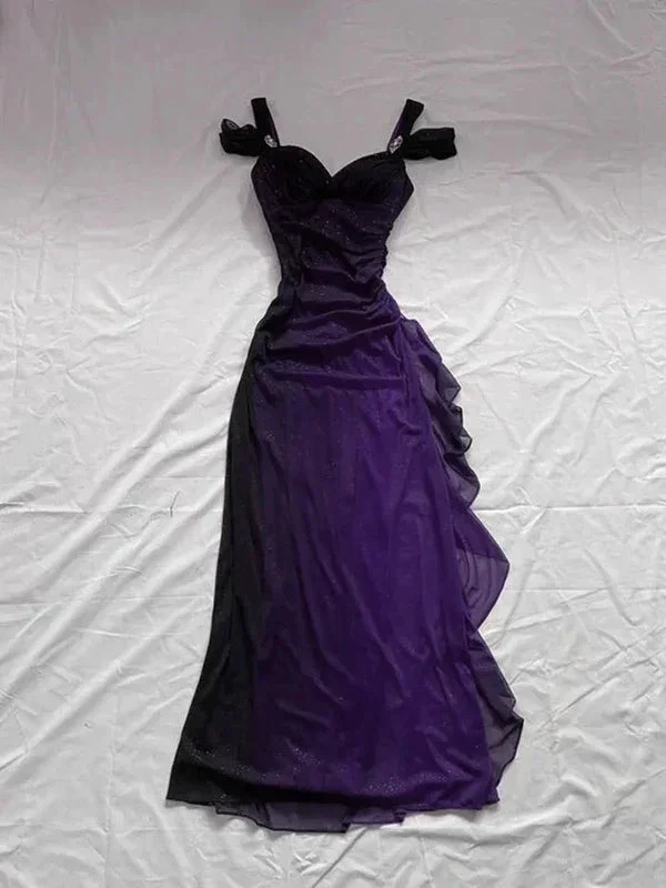 Shiny Ombre Purple Chiffon Long Prom Dress Evening Dress Y7488 - Image 2