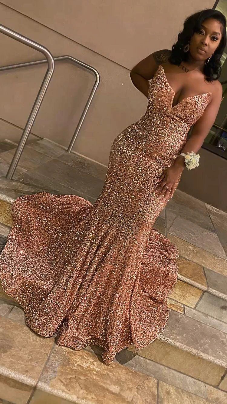 Shiny Sweetheart Neckline Mermaid Sequins Evening Dress Charming Evening Gown Y814 - Image 2