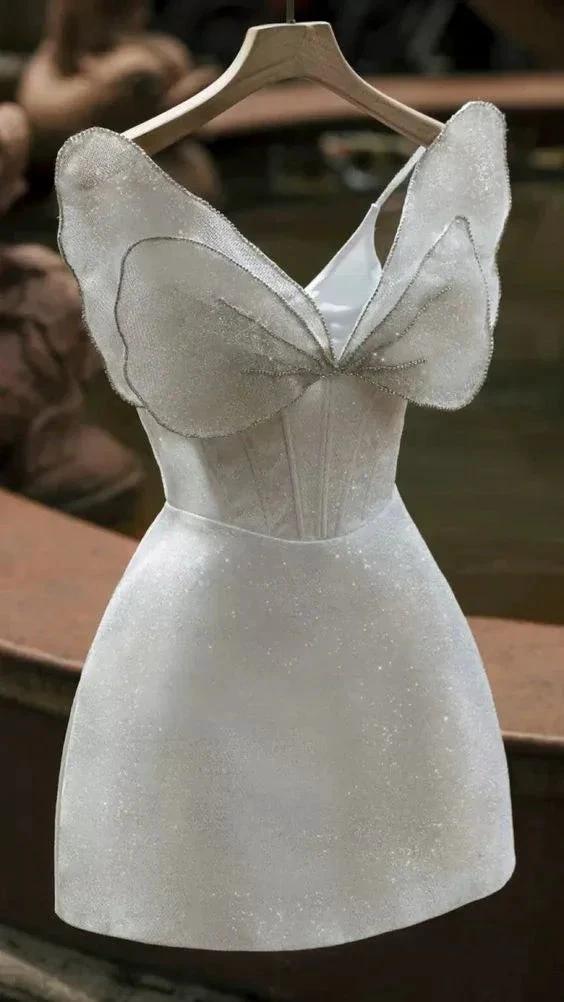 Shiny White Homecoming Dress Elegant White Party Dress Y682 - Image 2