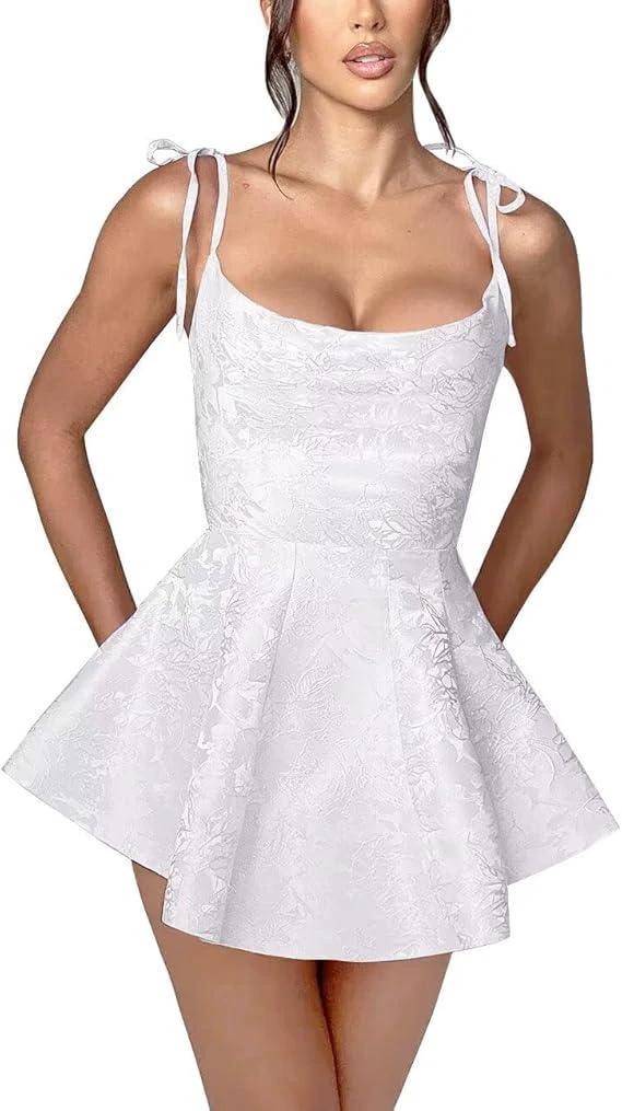 A-line Short Homecoming Dress Spaghetti Straps Satin Sleeveless Party Dress Jacquard Party Dresses - Image 10