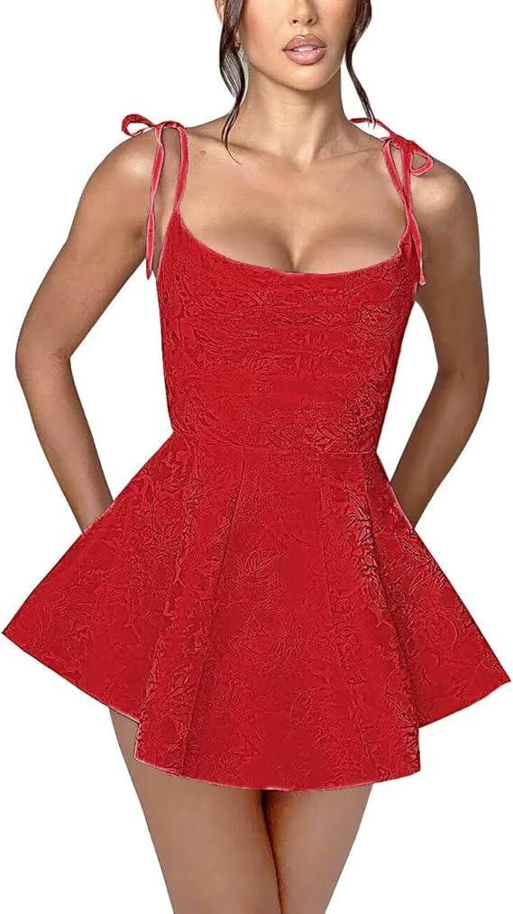 A-line Short Homecoming Dress Spaghetti Straps Satin Sleeveless Party Dress Jacquard Party Dresses - Image 8