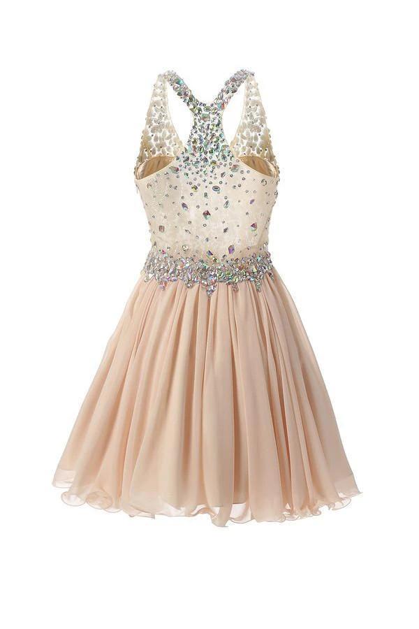 Short Mini Halter A Line Princess Homecoming Dresses Beaded PG038 - Image 3