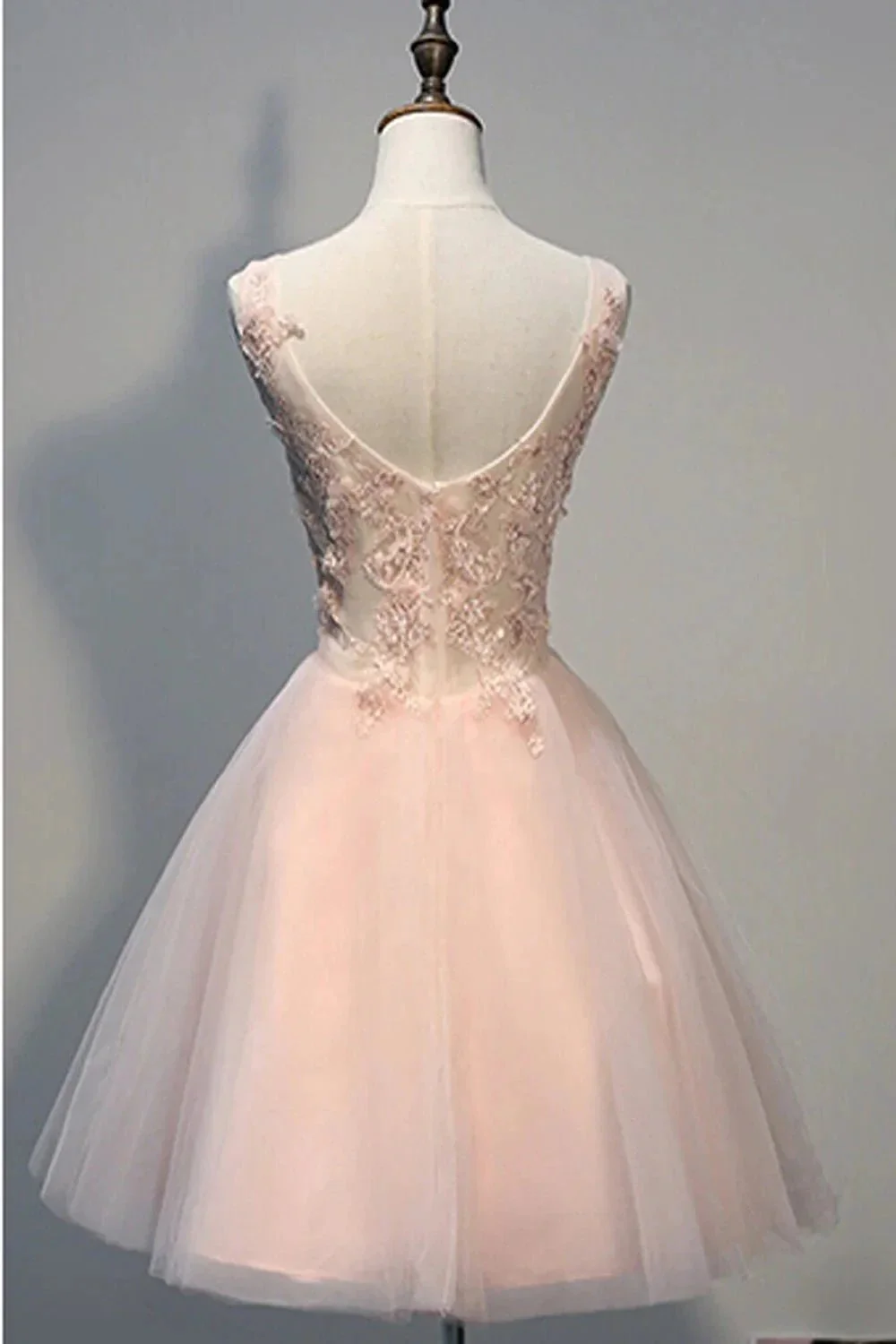 Short Open Back Pearl Pink Homecoming Dresses With Appliques PG030 - Image 2