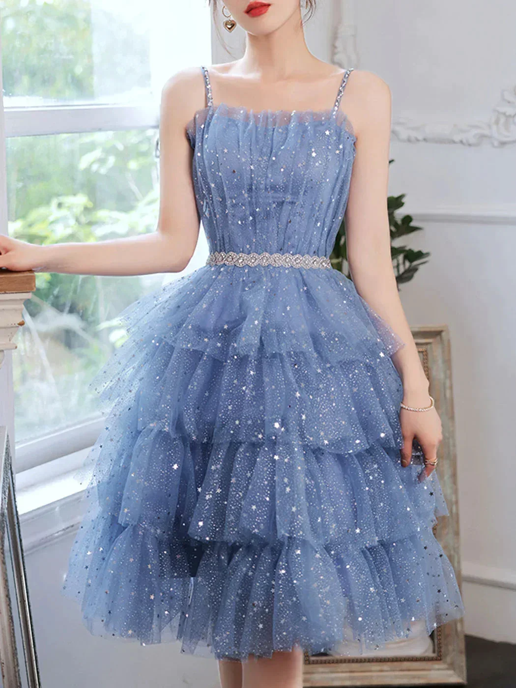 Short Puffy Blue Prom Dress Tulle Short Blue Puffy Homecoming Dress Y2620 - Image 2