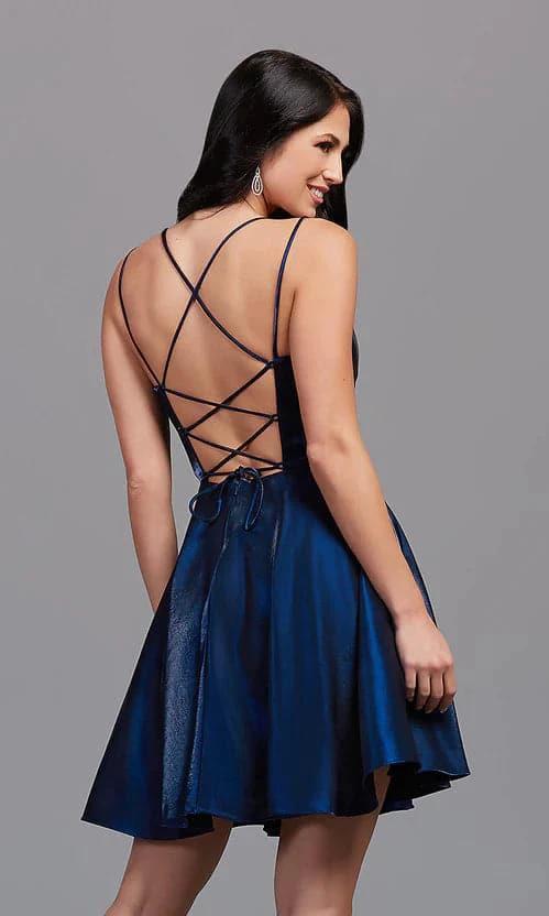 Short Shimmer Homecoming Dress with Pockets SYH15 - Image 2