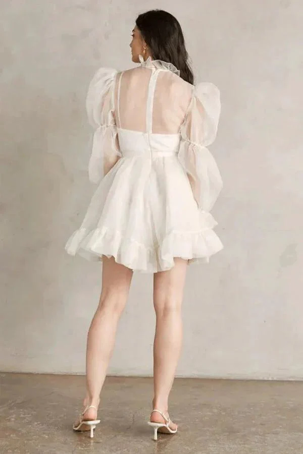 Short Wedding Dresses Long Sleeves Vintage Wedding Dress WD751 - Image 5