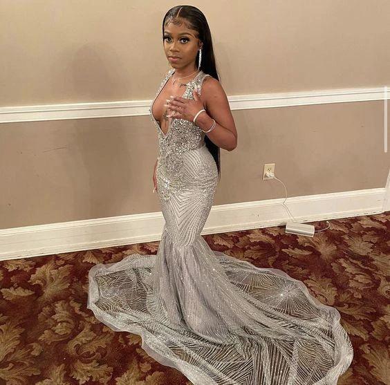 Silver Mermaid Women Formal Evening Dress Y1696 - Image 2
