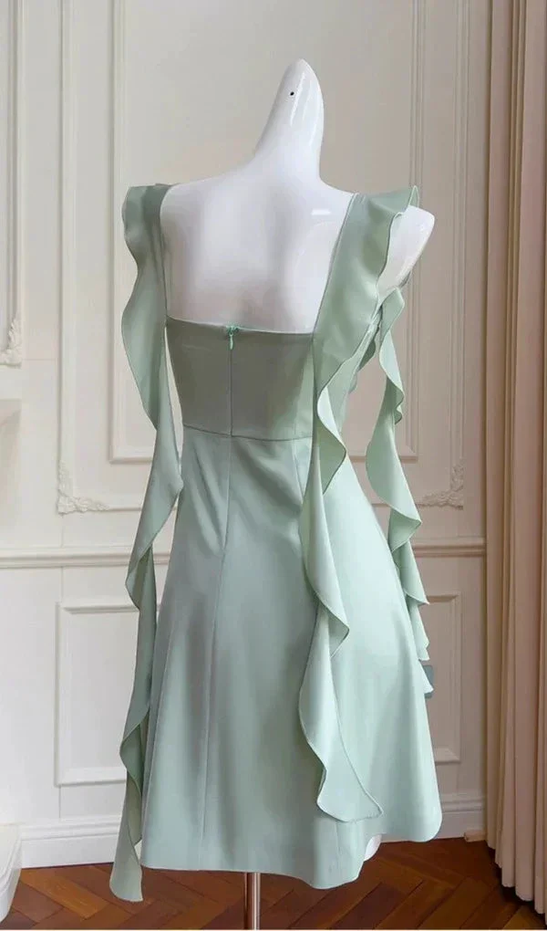 Simple A Line Homecoming Dress Satin Mini Prom Party Dress Y7575 - Image 2
