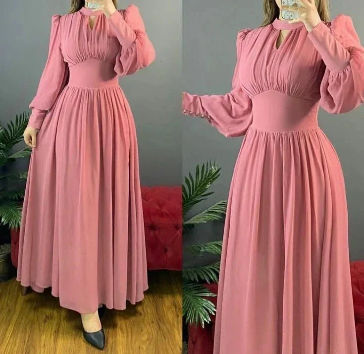 Simple A-line Long Sleeves Prom Dress Fashion Evening Dress Y5795 - Image 2