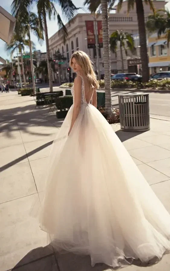 Simple  A-line Wedding Dresses 2023 Chiffon Appliques Bride Party Gowns Lace Custom Bridal  Robe De Mariee vestido de noiva - Image 4