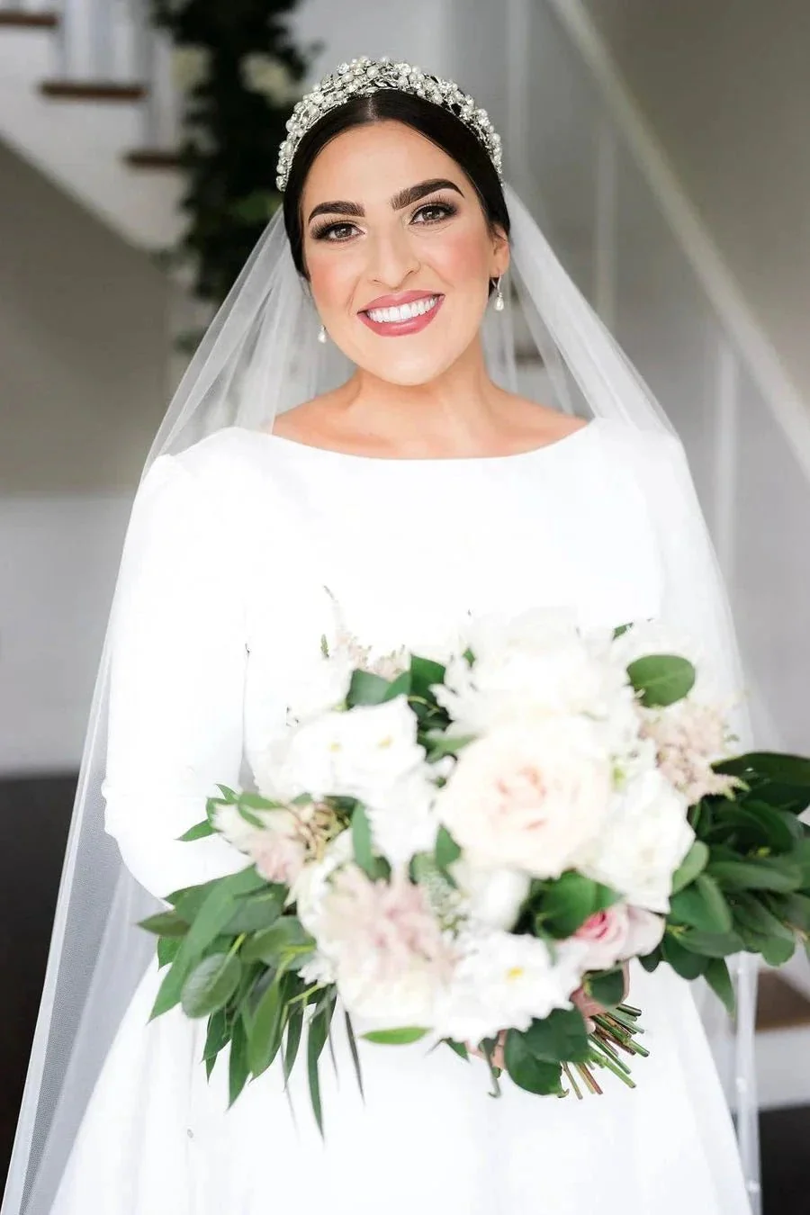 Simple Beautiful A-line Long Sleeves Satin Backless Wedding Dress - Image 3
