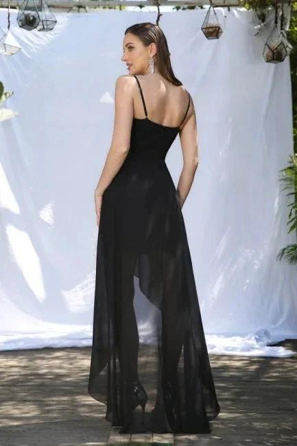 Simple Black Spaghetti Straps Sleeveless A-Line Prom Dresses - Image 2