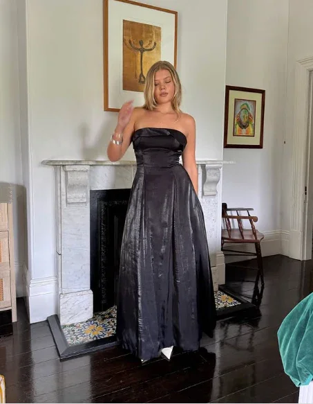 Simple Black Strapless A Line Evening Dress Long Prom Dress Y8303 - Image 4