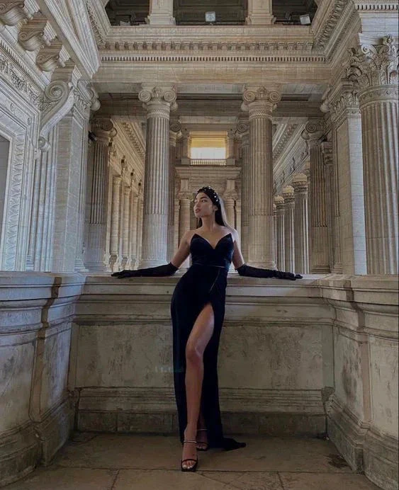 Simple Black Sweetheart Neckline Prom Dress Black Evening Gown Pageant Dress Y6355 - Image 2