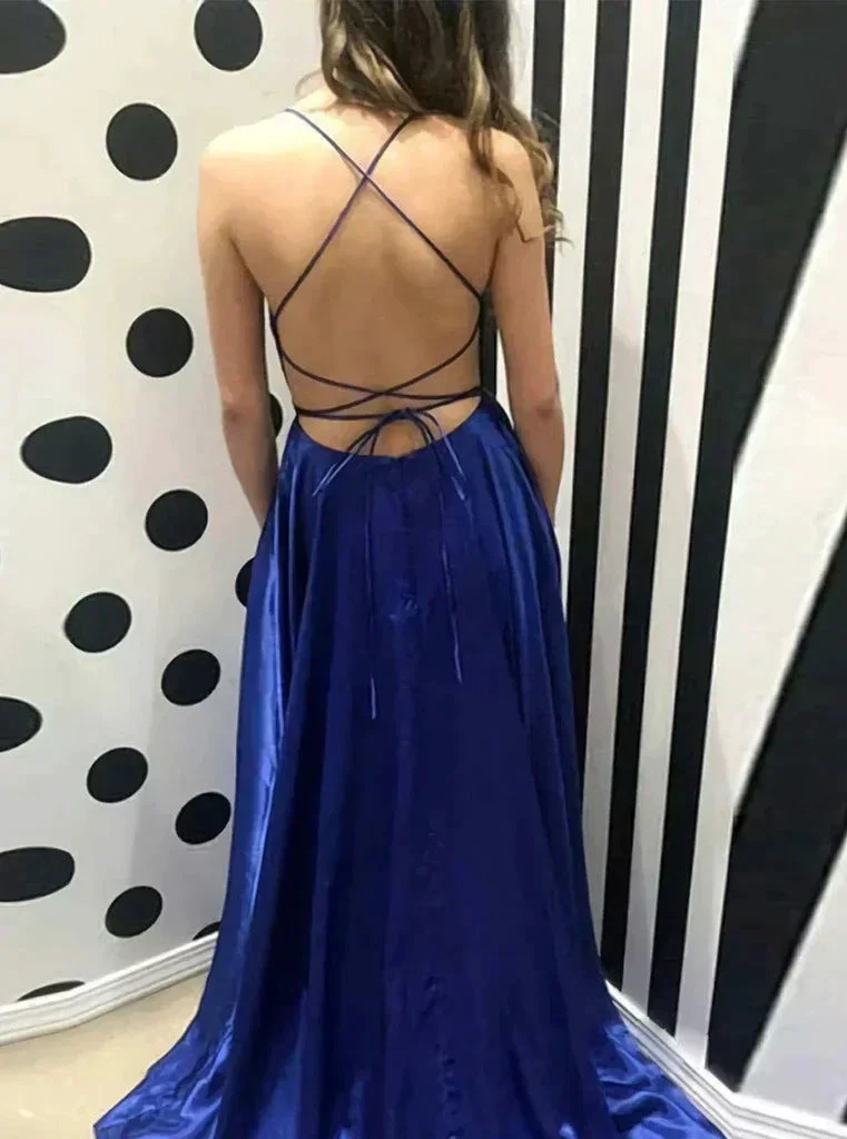 Simple Navy Blue Senior Prom Dress Classic Evening Dress Y18 - Image 3