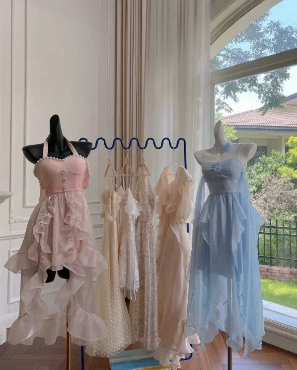 Simple Blue Spaghetti Straps Chiffon Homecoming Dress Party Dress Y8581 - Image 7