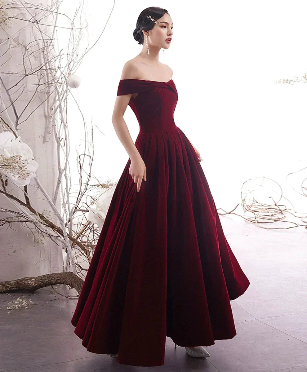 Simple Burgundy Long Prom Dress Burgundy Evening Dress Y1428 - Image 2