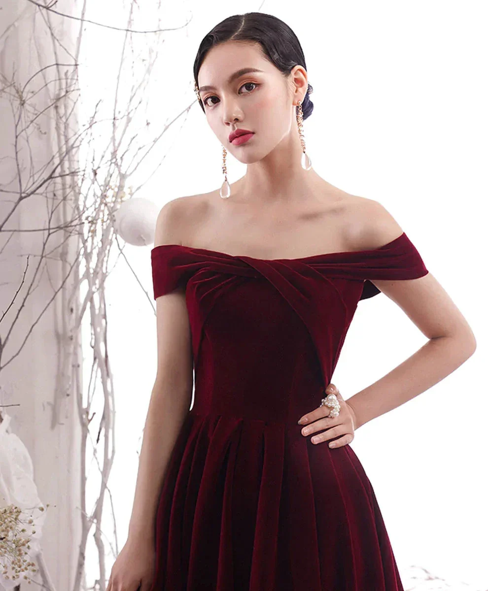 Simple Burgundy Long Prom Dress Burgundy Evening Dress Y1428 - Image 3