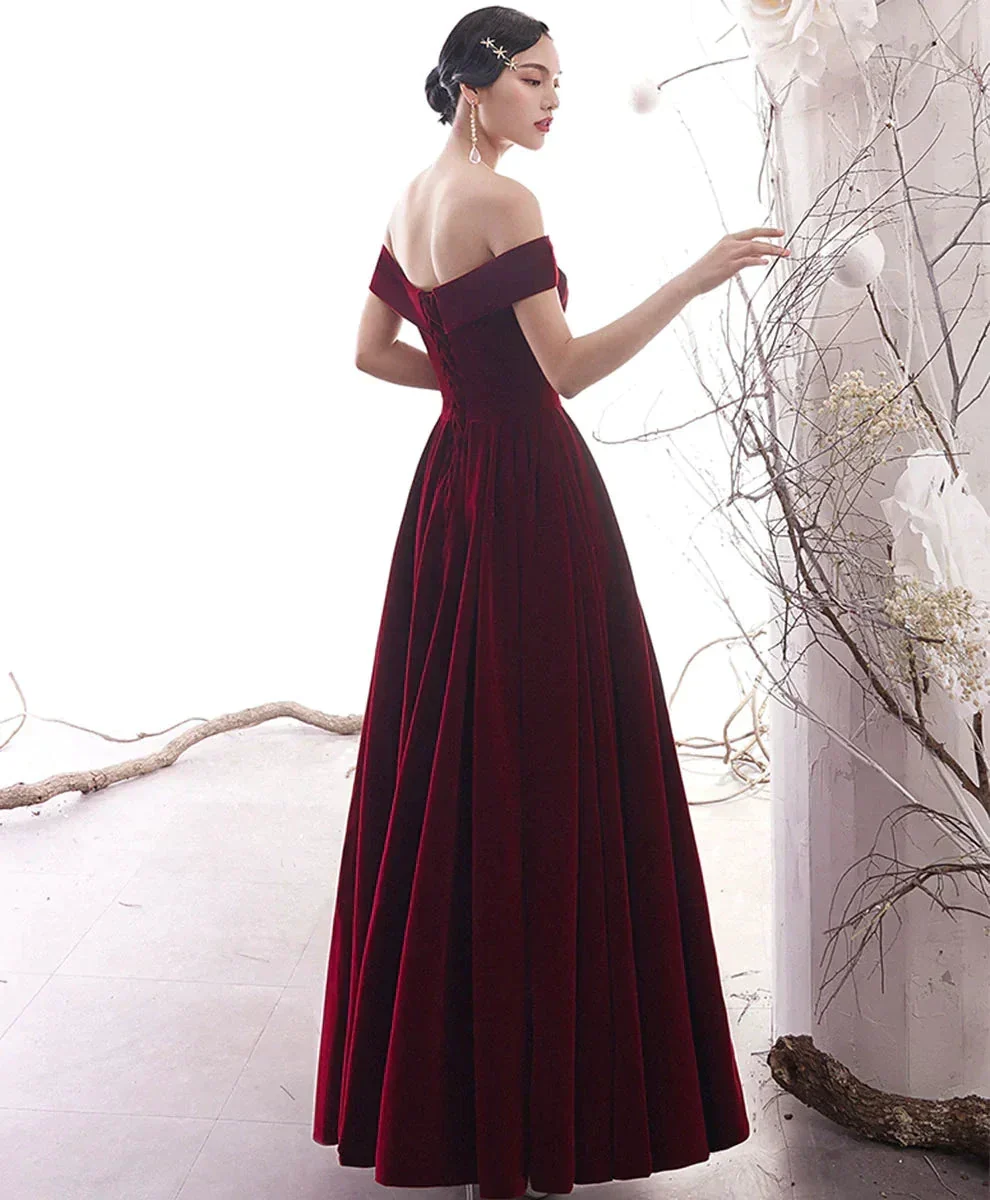 Simple Burgundy Long Prom Dress Burgundy Evening Dress Y1428 - Image 4
