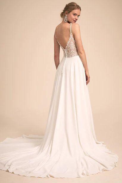 Simple V Neck Spaghetti Straps Chiffon A Line Wedding Dress With Lace Back Bridal Gown 2025 - Image 2