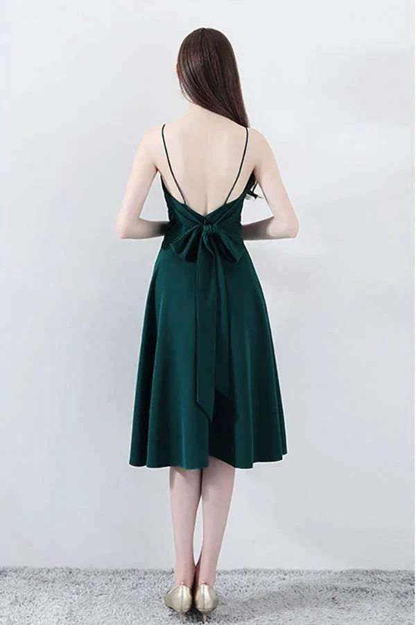 Simple Chic Dark Green Homecoming Dress V-neck with Straps PD094 - Image 2
