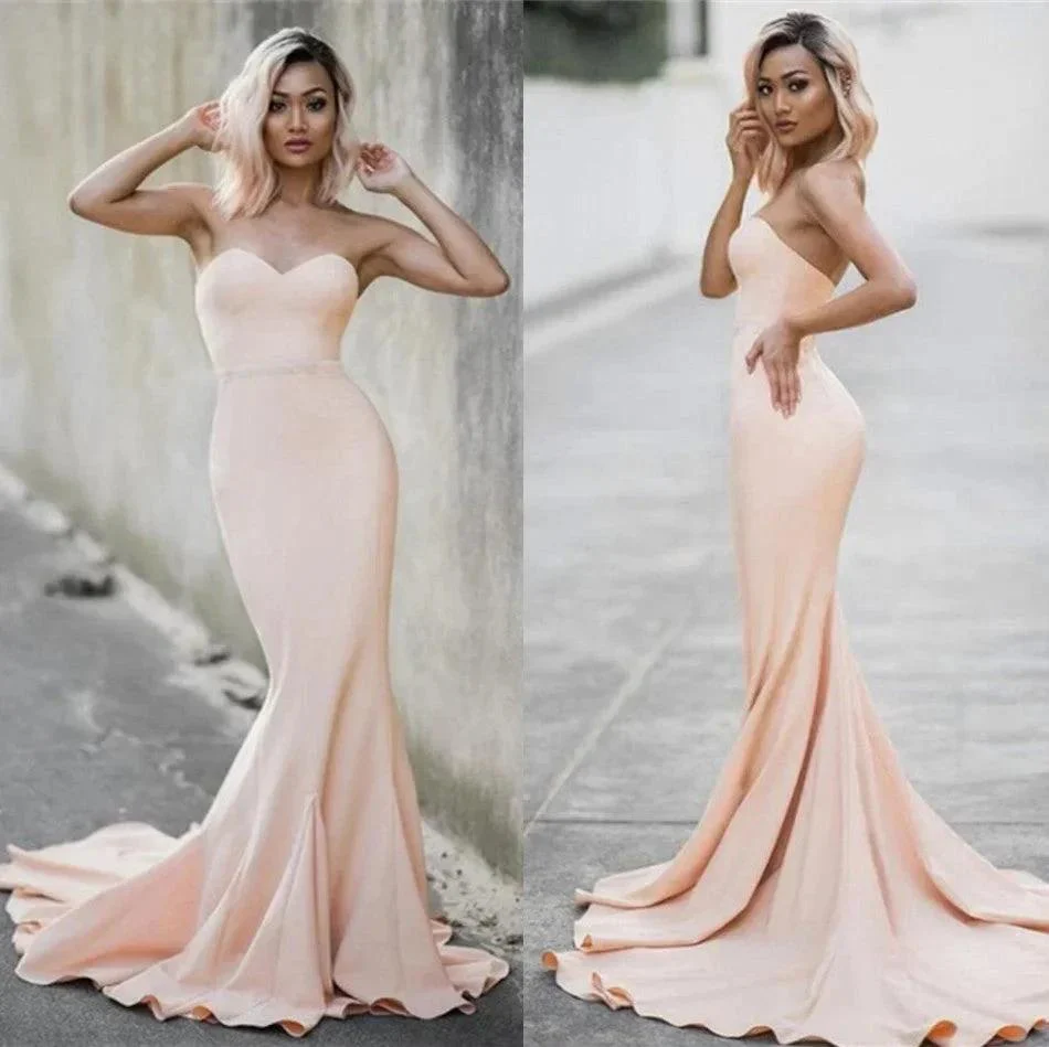 Simple Chiffon Bridesmaid Dresses Mermaid Sweetheart Neck Prom Dresses - Image 2