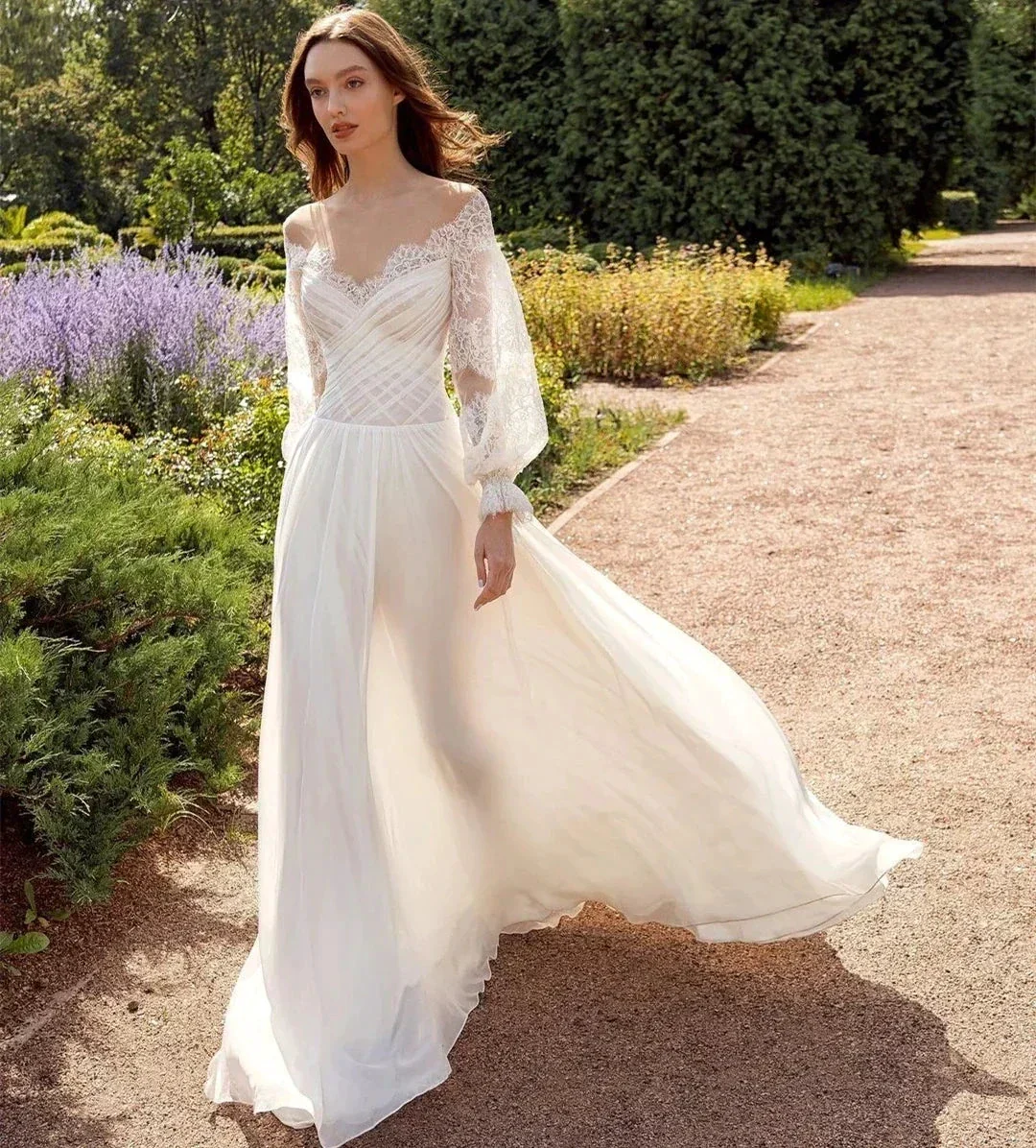 Simple Elegant New Sexy Off Shoulder Sweetheart High Fork V-Neck A-Line Wedding Dresses For Women Simple Bridal Gowns Robe 2023 - Image 2