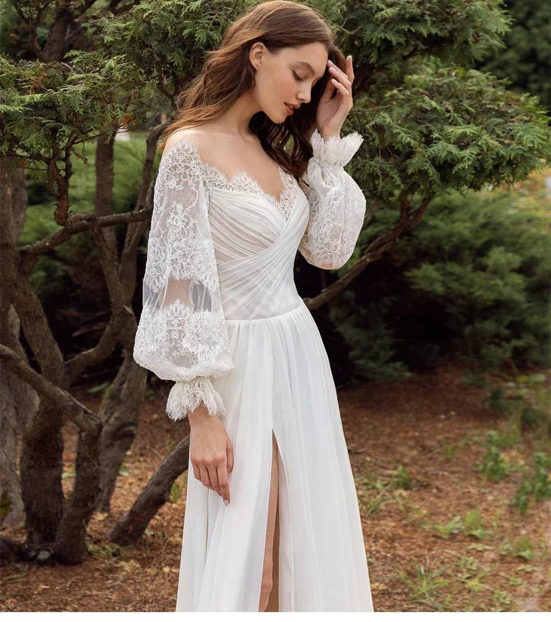 Simple Elegant New Sexy Off Shoulder Sweetheart High Fork V-Neck A-Line Wedding Dresses For Women Simple Bridal Gowns Robe 2023 - Image 3