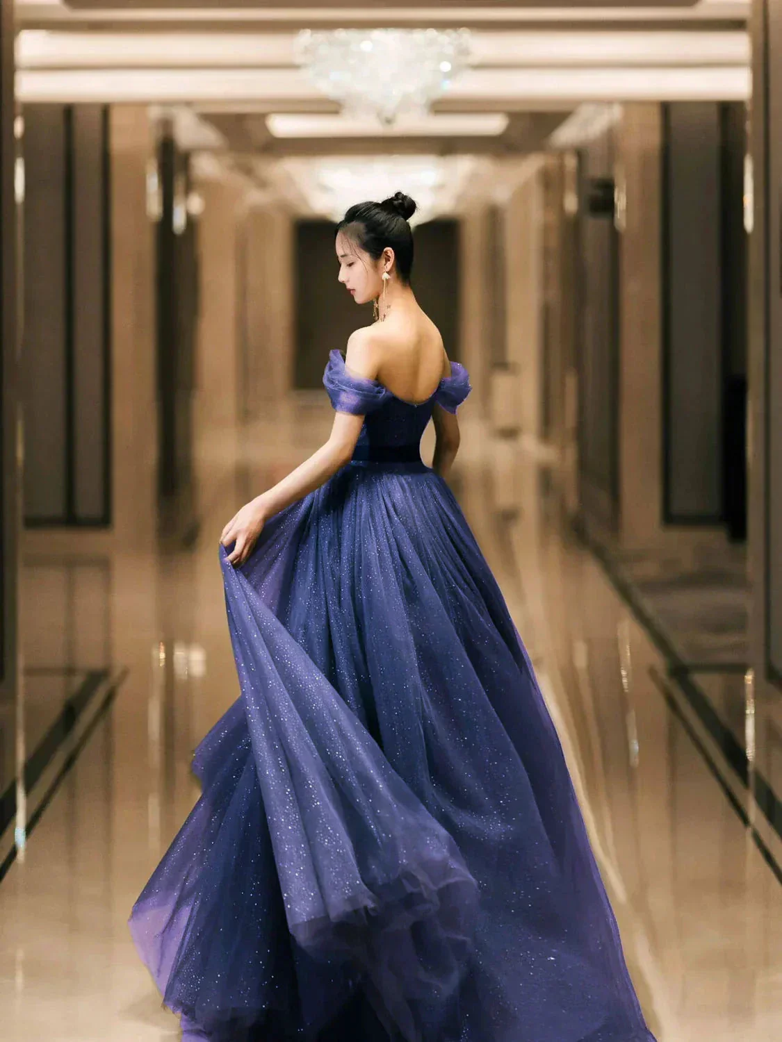 Simple green tulle long prom dress, green tulle evening dress Y1554 - Image 7