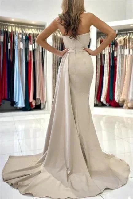 Simple Long Mermaid Sleeveless Prom Dresses With Slit - Image 2