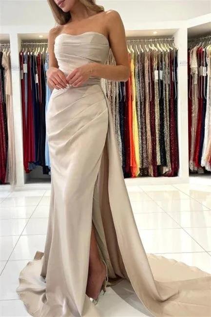 Simple Long Mermaid Sleeveless Prom Dresses With Slit - Image 3