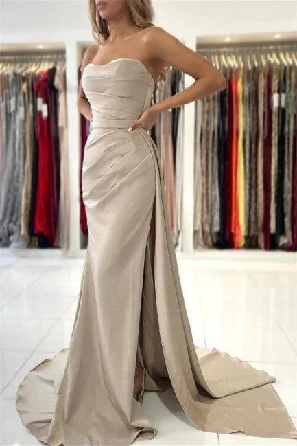 Simple Long Mermaid Sleeveless Prom Dresses With Slit - Image 4