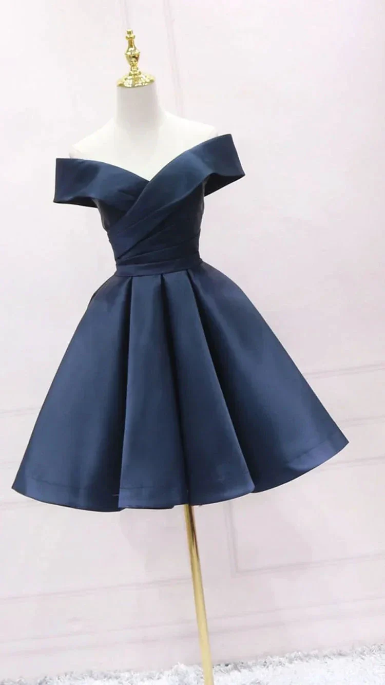 Simple Navy Blue Short Homecoming Dress Ruffle Mini Party Gowns Custom Made Women Party Gowns Short Graduation Dress Y2123 - Image 2