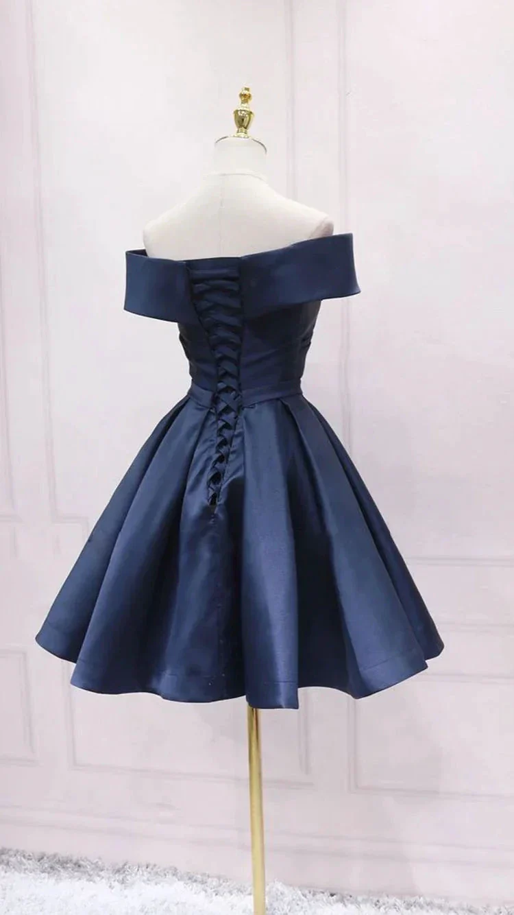 Simple Navy Blue Short Homecoming Dress Ruffle Mini Party Gowns Custom Made Women Party Gowns Short Graduation Dress Y2123 - Image 3