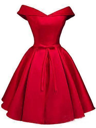 Simple Off the Shoulder Blush Homecoming Dresses Satin Graduation Dress PD288 - Image 4