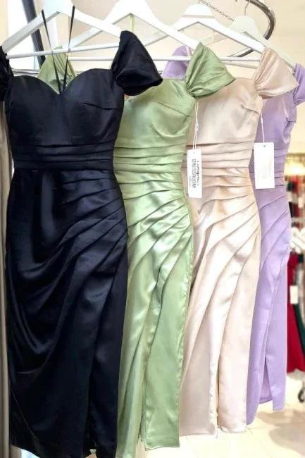 Simple Off-the-shoulder Evening Dresses Short Sage Prom Dresses With Slit - Image 6