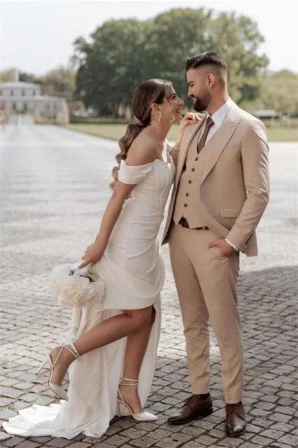 Simple Off-the-shoulder Mermaid Wedding Dresses With Slit - Image 3