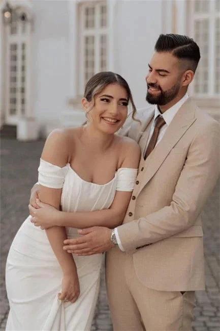 Simple Off-the-shoulder Mermaid Wedding Dresses With Slit - Image 4