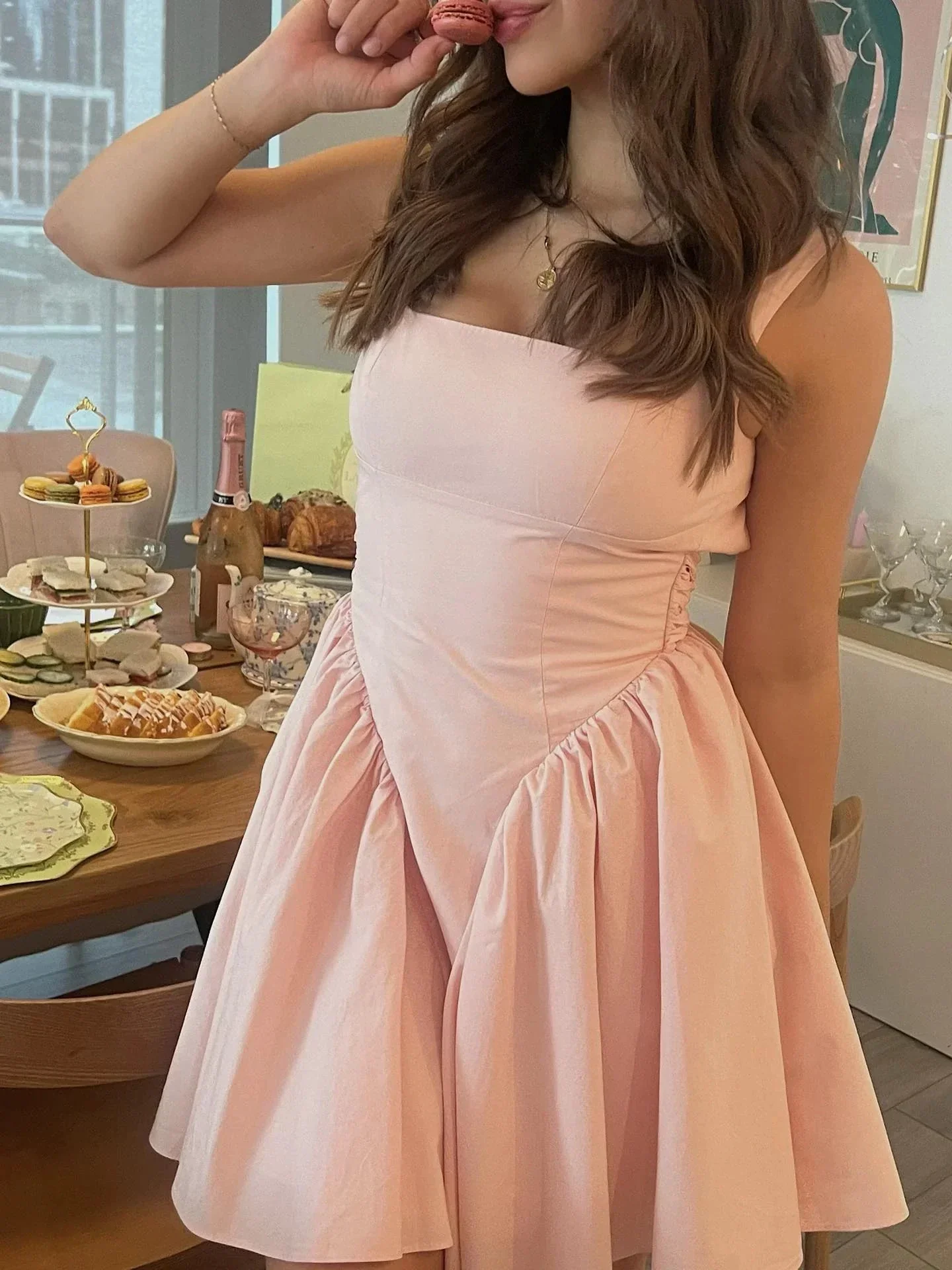Simple Pink A-line Homecoming Dress 18th Birthday Outfit Y7278 - Image 2