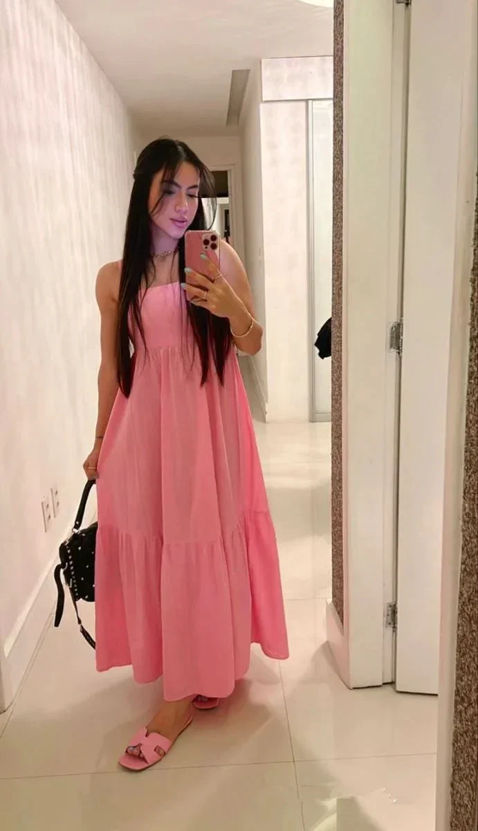 Simple Pink Evening Dress For Womens,Pink Prom Dress Y2310 - Image 2